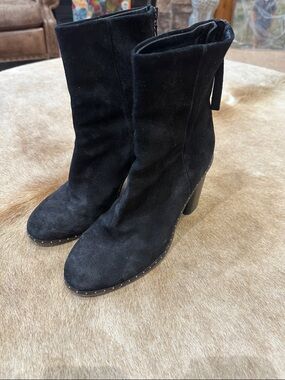 rag & bone Black Suede Mid-Calf Heeled Boots